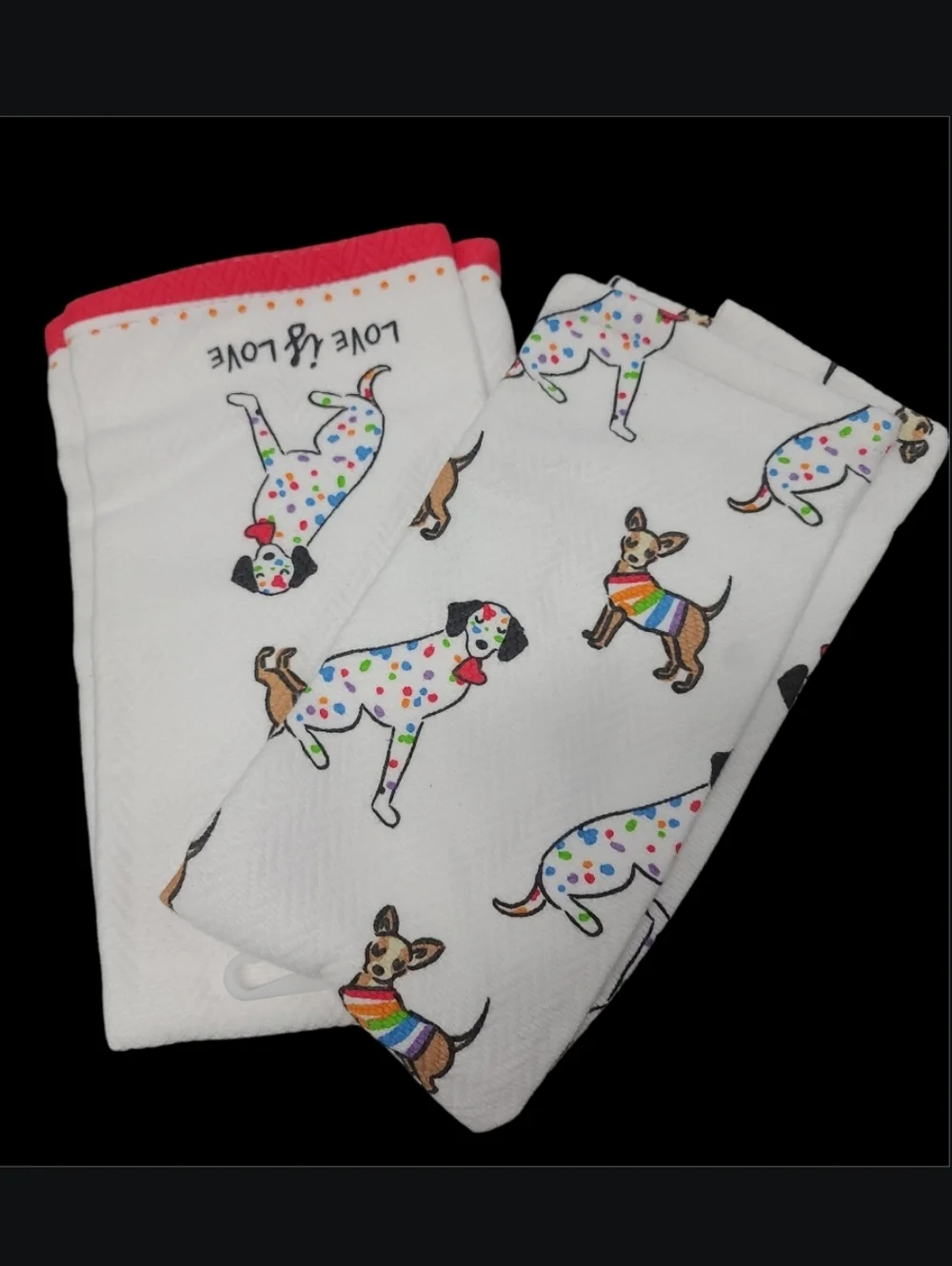 2 Envogue Love is Love Dog Rainbow Pride Kitchen Towel Set New